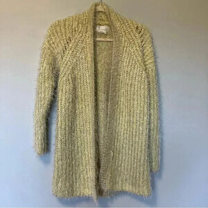 By Anthropologie  yellow metallic open cardigan
